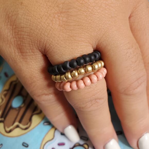 Seed Bead Flexible Ring Set  - Dessert First - Picture 2 of 3